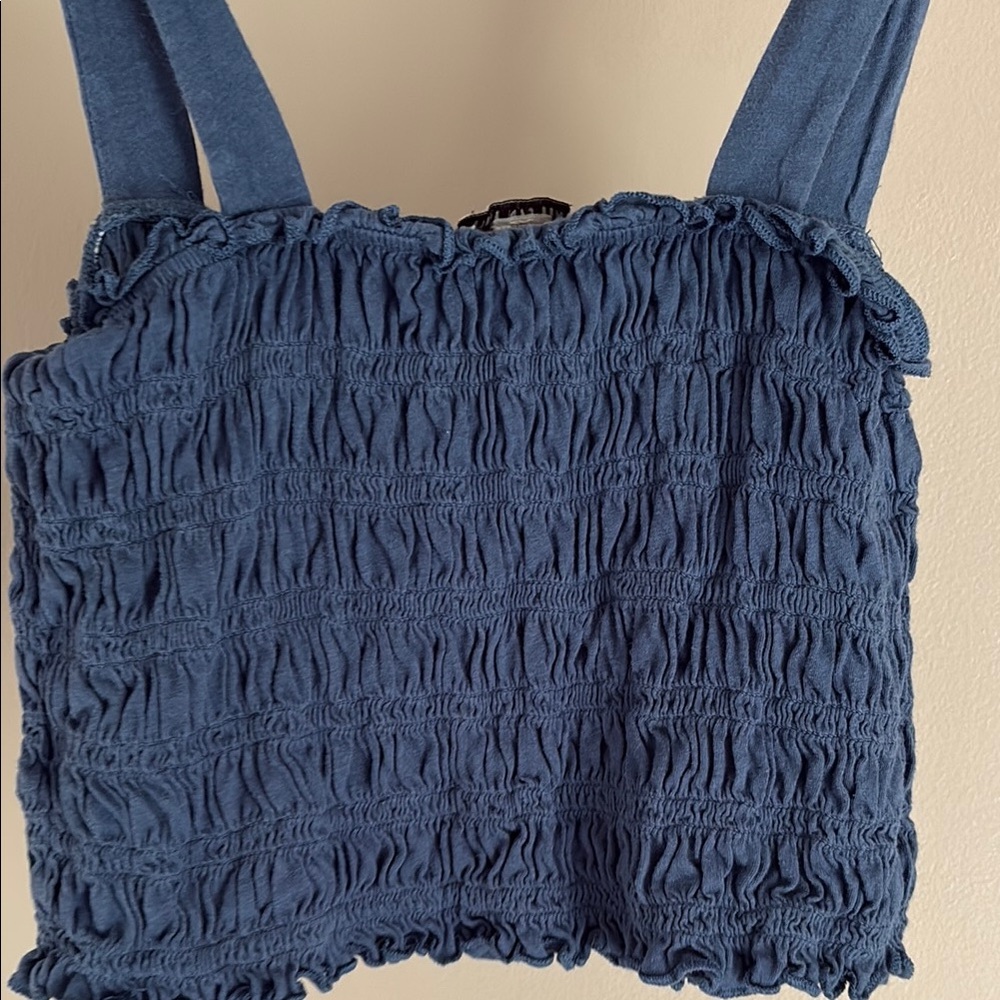 Blue Smocked Women's Tank Top American Eagle - Picture 6 of 6